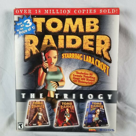 Vintage Lara Croft Tomb Raider Trilogy 1 - 3 Eidos Games Windows 95/98 PC CD-ROM - Picture 1 of 10